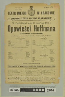 OPOWIEŚCI HOFFMANA (Le Contes D'Hoffmann)