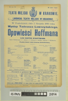 OPOWIEŚCI HOFFMANA (les contes d’Hoffmann)