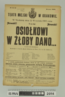OSIOŁKOWI W ŻŁOBY DANO… (L’Âne de Buridan)
