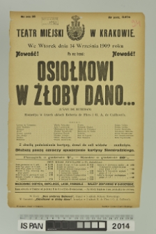 OSIOŁKOWI W ŻŁOBY DANO… (L’Âne de Buridan)