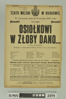 OSIOŁKOWI W ŻŁOBY DANO… (L’Âne de Buridan)