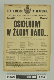 OSIOŁKOWI W ŻŁOBY DANO… (L’Âne de Buridan)