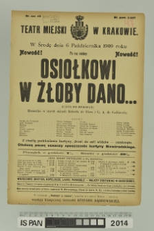 OSIOŁKOWI W ŻŁOBY DANO… (L’Âne de Buridan)