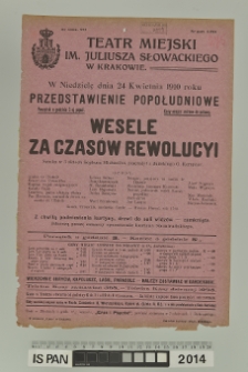 WESELE ZA CZAS&Oacute;W REWOLUCYI