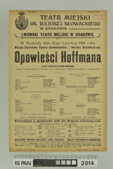 OPOWIEŚCI HOFFMANA (les contes d’Hoffmann)