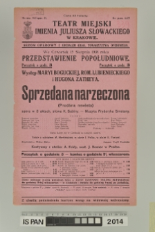 SPRZEDANA NARZECZONA (Prodána nevêsta)
