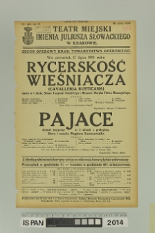 RYCERSKOŚĆ WIEŚNIACZA (Canvalleria Rusticana)