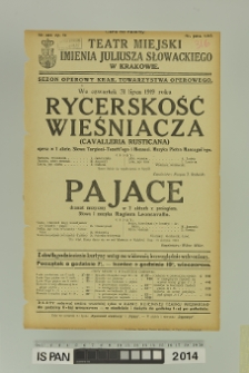 RYCERSKOŚĆ WIEŚNIACZA (Canvalleria Rusticana)