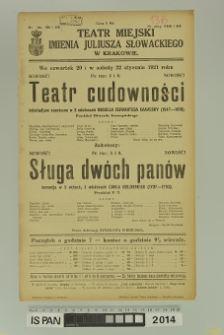 TEATR CUDOWNOŚCI, SŁUGA DW&Oacute;CH PAN&Oacute;W