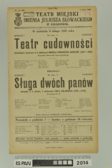TEATR CUDOWNOŚCI, SŁUGA DW&Oacute;CH PAN&Oacute;W