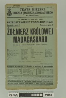 ŻOŁNIERZ KRÓLOWEJ MADAGASKARU
