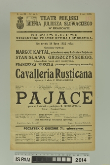 CAVALLERIA RUSTICANA/PAJACE