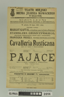 CAVALLERIA RUSTICANA/PAJACE