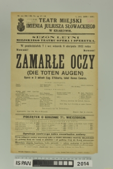 ZAMARŁE OCZY( DIE TOTEN AUGEN)