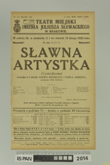 SŁAWNA ARTYSTKA (Comédienne)