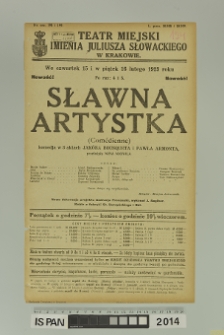 SŁAWNA ARTYSTKA (Comédienne)