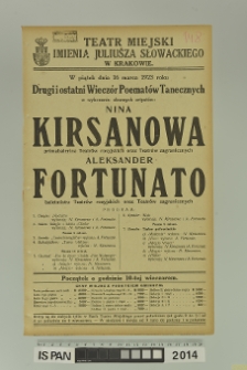 DRUGI I OSTATNI WIECZ&Oacute;R POEMAT&Oacute;W TANECZNYCH