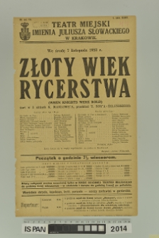 ZŁOTY WIEK RYCERSTWA ( When knights were bold )