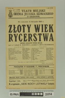 ZŁOTY WIEK RYCERSTWA ( When knights were bold )
