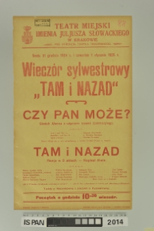 WIECZÓR SYLWESTROWY "TAM I NAZAD"