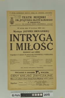 INTRYGA I MIŁOŚĆ (Kabale und Liebe)