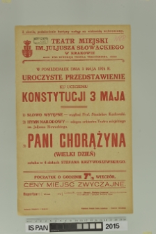 UROCZYSTE PRZEDSTAWIENIE KU UCZCZENIU KONSTYTUCJI 3 MAJA