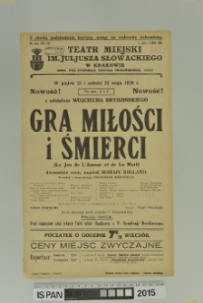 GRA MIŁOŚCI I ŚMIERCI (Le Jeu de L'Amour et de La Mort)