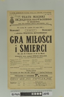 GRA MIŁOŚCI I ŚMIERCI (Le Jeu de L'Amour et de La Mort)