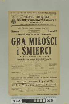 GRA MIŁOŚCI I ŚMIERCI (Le Jeu de L'Amour et de La Mort)