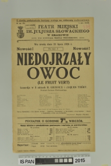 NIEDOJRZAŁY OWOC (Le Fruit vert)