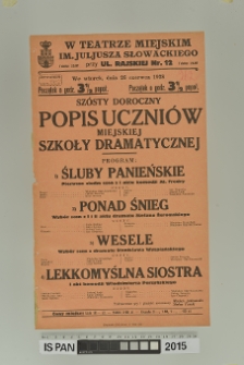 SZÓSTY DOROCZNY POPIS UCZNIÓW MIEJSKIEJ SZKOŁY DRAMATYCZNEJ