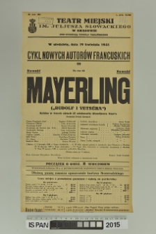 MAYERLING (Rudolf i Vets&eacute;ra)