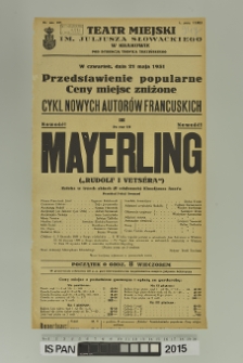 MAYERLING ( Rudolf i Vetséra )