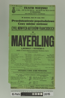 MAYERLING ( Rudolf i Vets&eacute;ra )