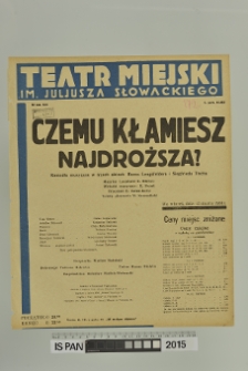 CZEMU KŁAMIESZ NAJDROŻSZA