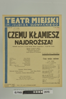 CZEMU KŁAMIESZ NAJDROŻSZA