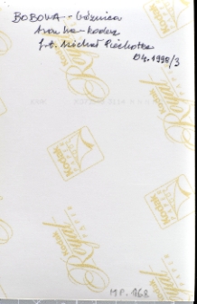 Bobowa, bożnica, opis fotografii na rewersie.