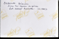 Bobowa, bożnica, opis fotografii na rewersie.