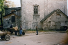 Chmielnik, bożnica, fragment elewacji.