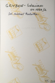 Grybów, bożnica, opis na rewersie fotografii.