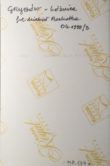 Gryb&oacute;w, bożnica, opis na rewersie fotografii.