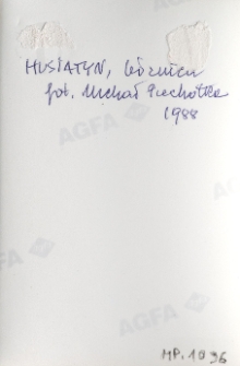 Husiatyn, bożnica, opis na rewersie fotografii.