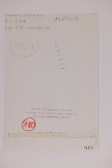 Aleksota, bóżnica drewniana, fasada, rzut, verso fotografii.