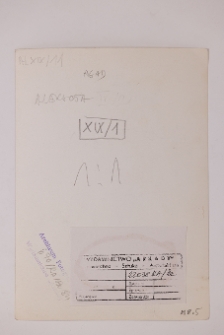 Aleksota, bóżnica drewniana, fasada, rzut, verso fotografii.