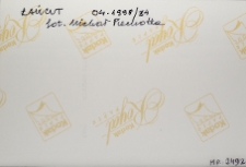 Łańcut, synagoga, opis na rewersie fotografii.