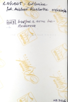 Łańcut, synagoga, opis na rewersie fotografii.