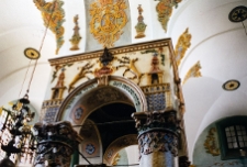 Łańcut, synagoga, wnętrze, bima, zwieńczenie.