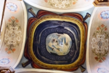 Łańcut, synagoga, wnętrze, bima, kopuła baldachimu.