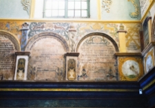 Łańcut, synagoga, wnętrze, gzyms, polichromia.