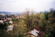 Lesko, widok miasta, synagoga.